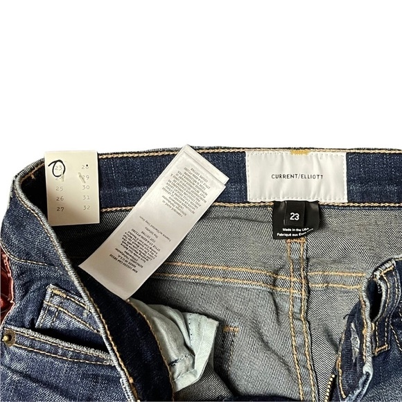 CURRENT/ELLIOTT THE STILETTO TOWNIE W/SLANTED STEP HEM TUXEDO STRIPE DENIM JEANS - Picture 10 of 16